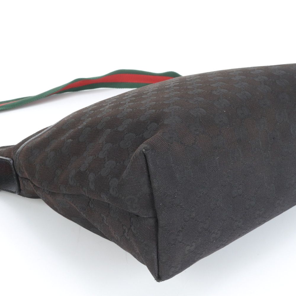 極美品 グッチ GG キャンバス シェリー ライン 189751 レザー