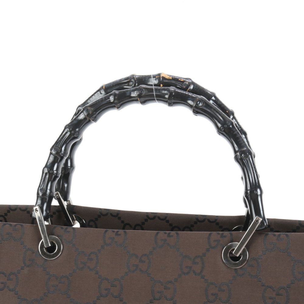 極美品 グッチ バンブー GG ナイロン レザー トート バッグ 002-1010