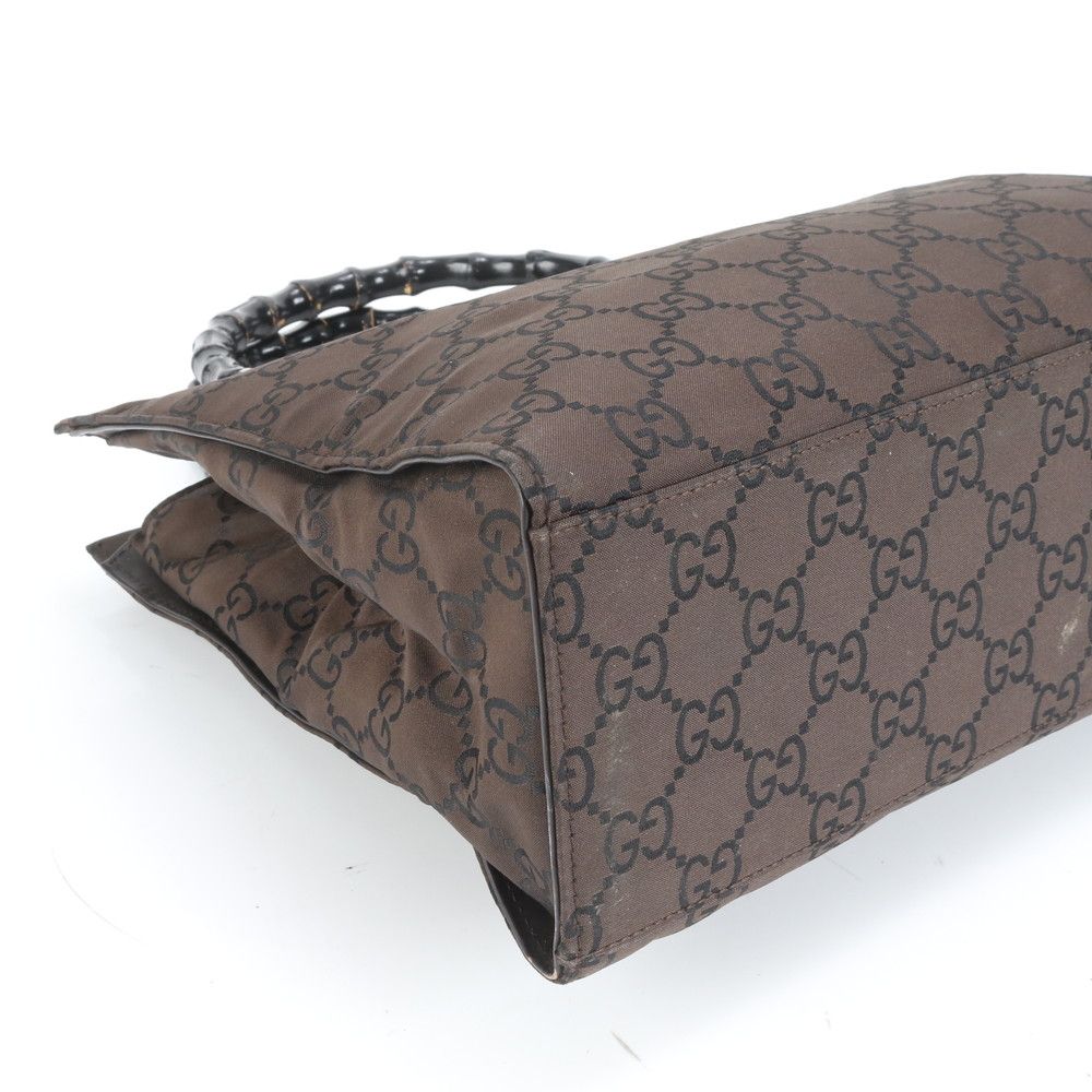 極美品 グッチ バンブー GG ナイロン レザー トート バッグ 002-1010