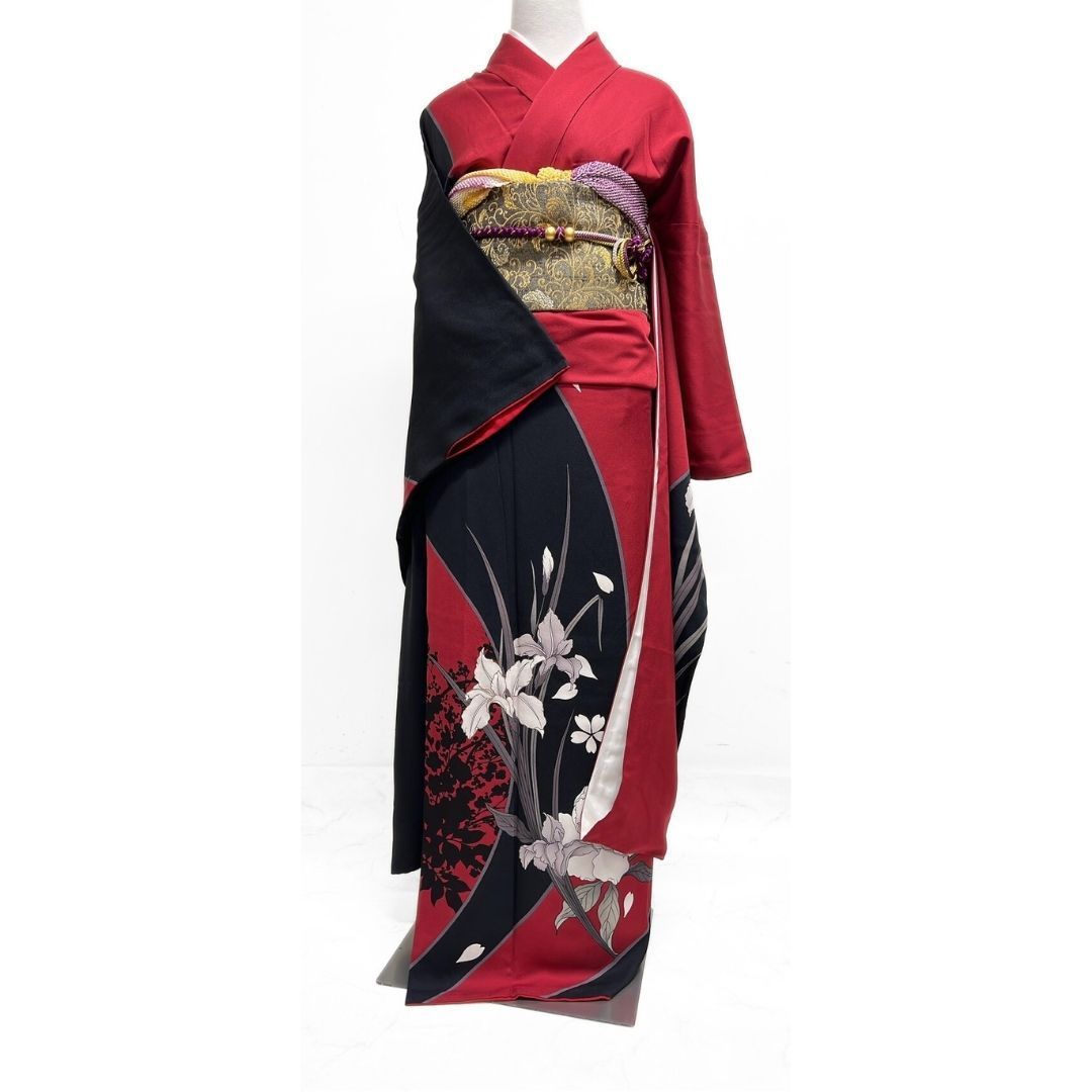 振袖 刺繍 金糸 菖蒲 牡丹 花影 着物 121 b p ms