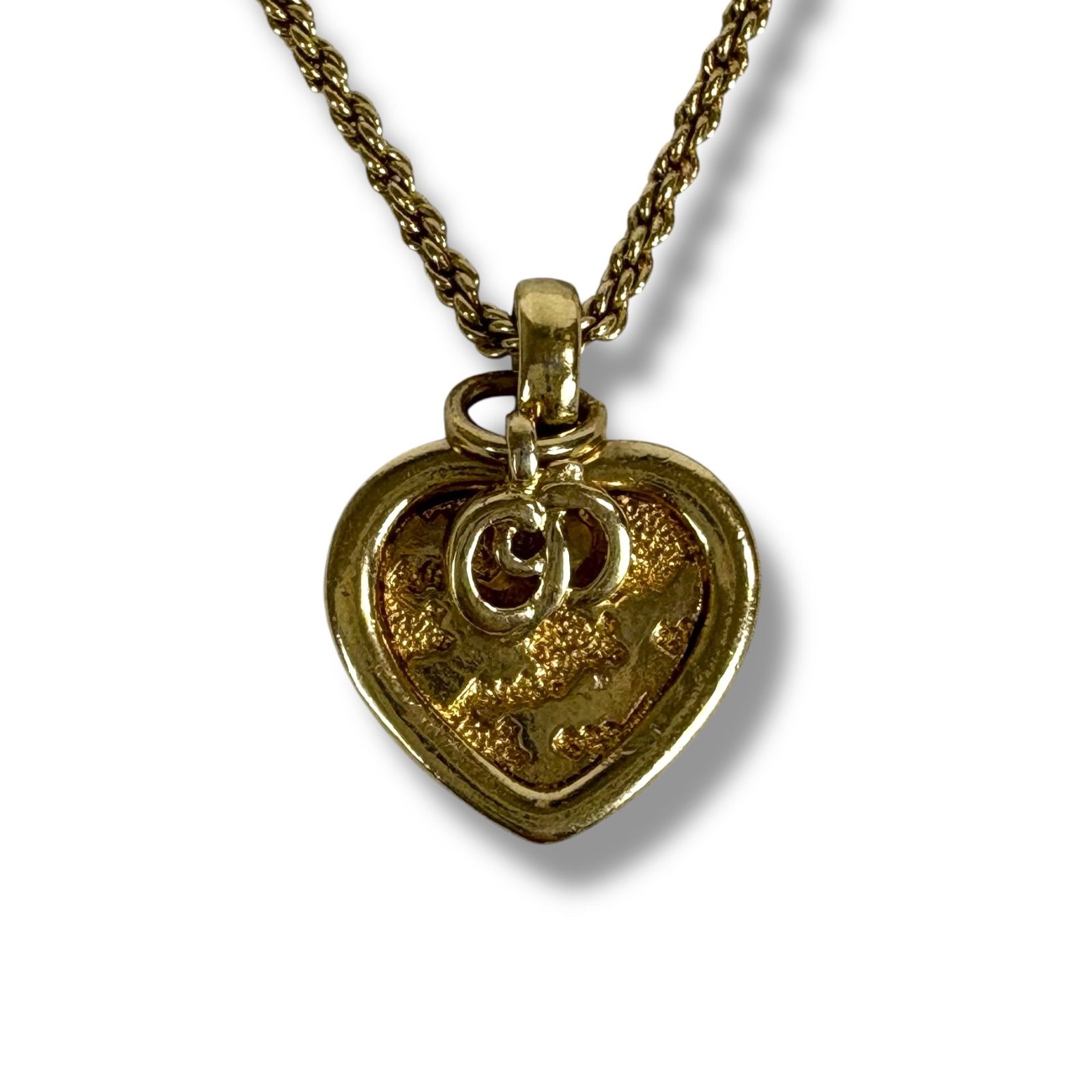 クリスチャンディオール Christian Dior ハートモチーフ CDロゴ ネックレス アジャスター付き ゴールド金具 ヴィンテージ