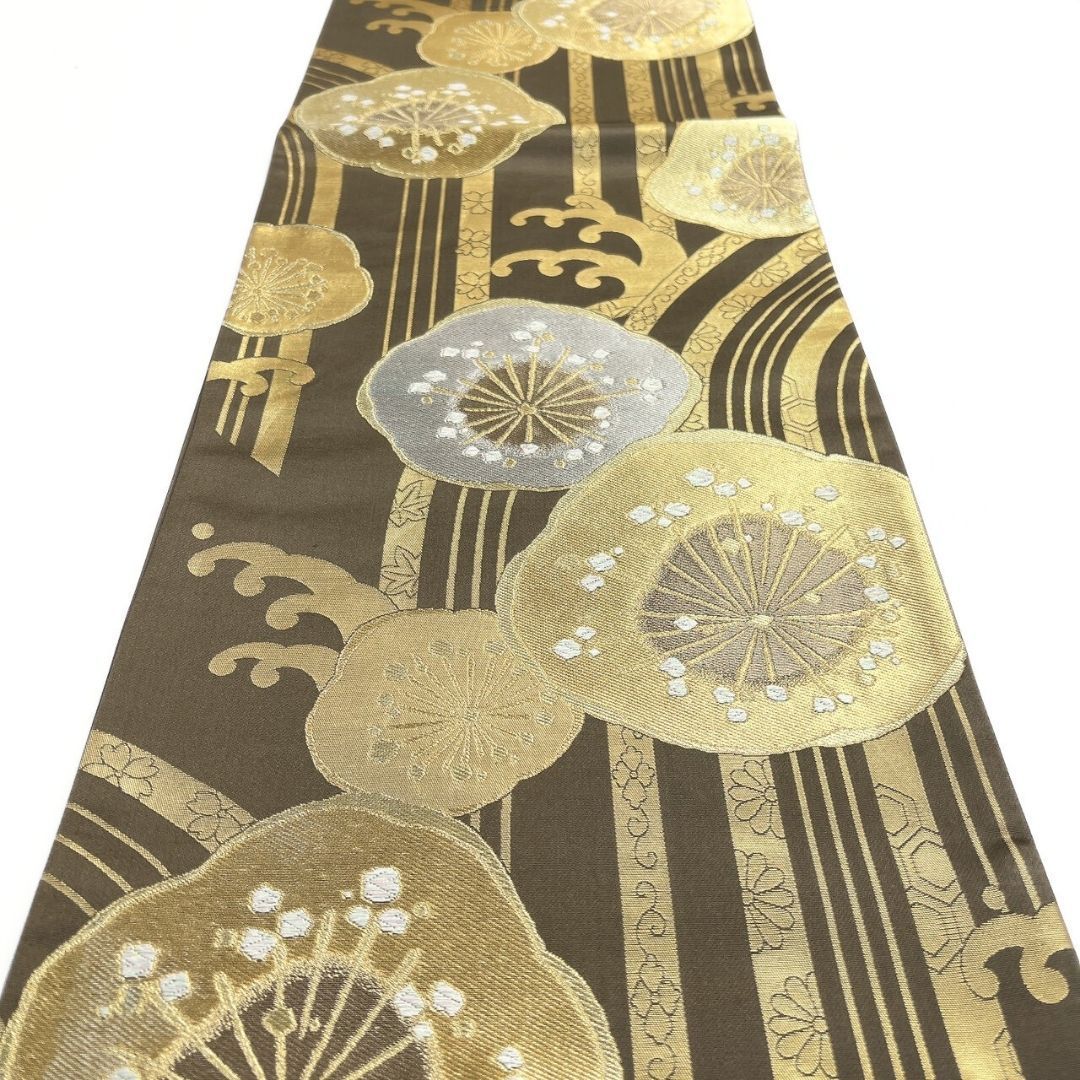 縦縞　花菱　鳳凰　華紋　金糸　付け帯　着物　033a p 縦縞 花菱 鳳凰 華紋 金糸 付け帯 着物 033a p 袋帯 扇 紗綾形 華