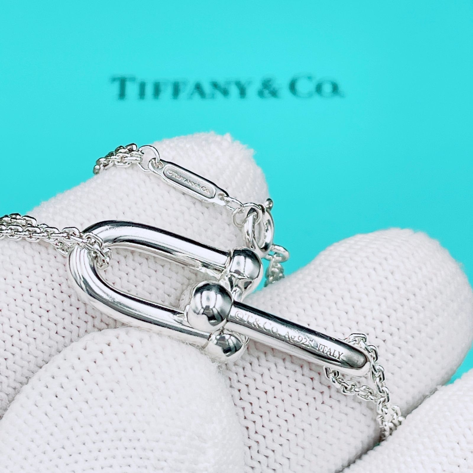 ティファニー 仕上済 Tiffany-Co. ハードウェア ダブルリンク ネックレス Ag 925 11.8 g シルバー ブランド