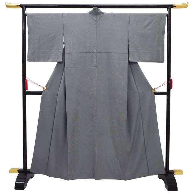 中古】 すごい値！ 江戸小紋 リサイクル 着物 正絹 袷 万筋 グレー