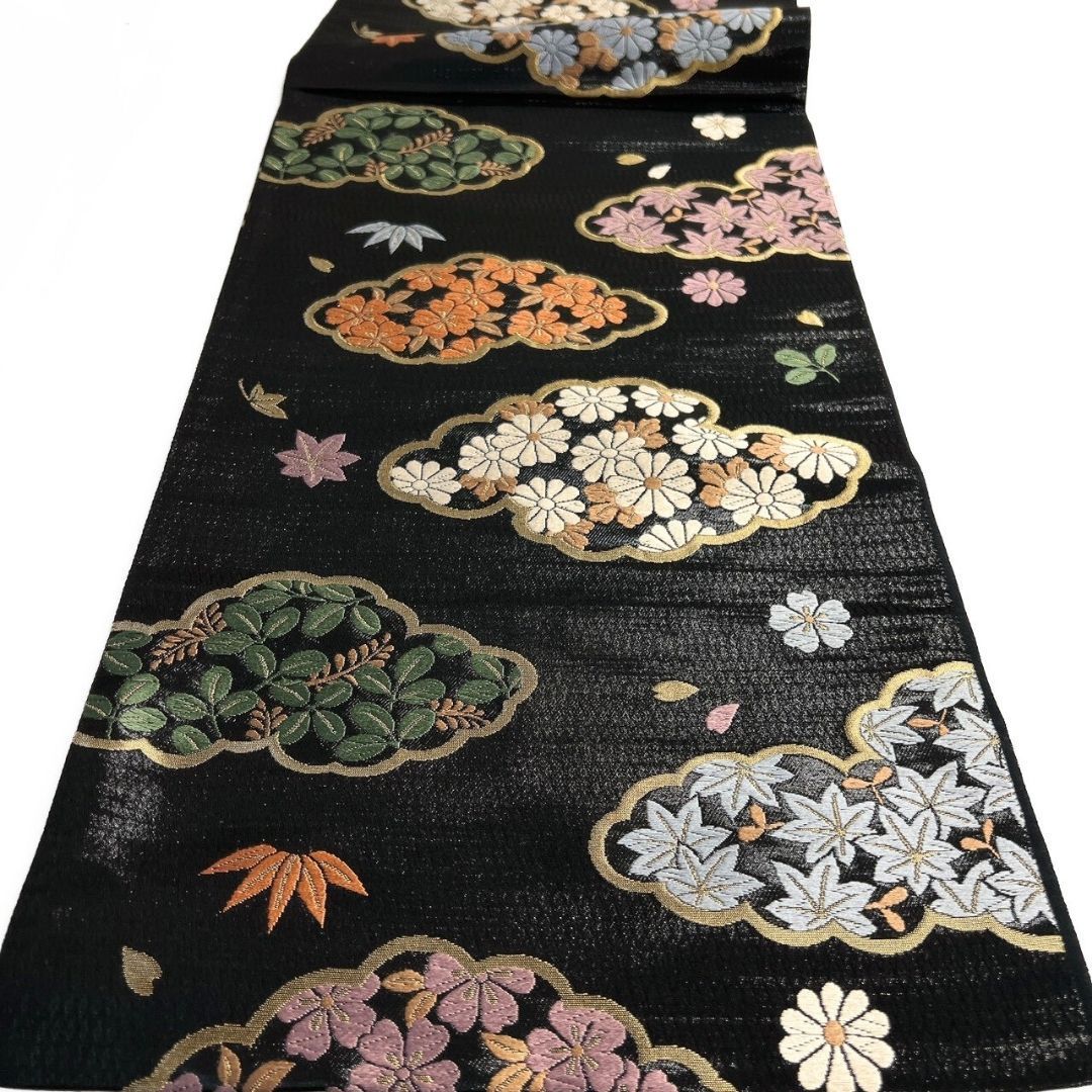  袋帯 花井幸子 唐織 雲 楓 萩 菊花 桜花 金糸 着物 115 p ms 袋帯 帯