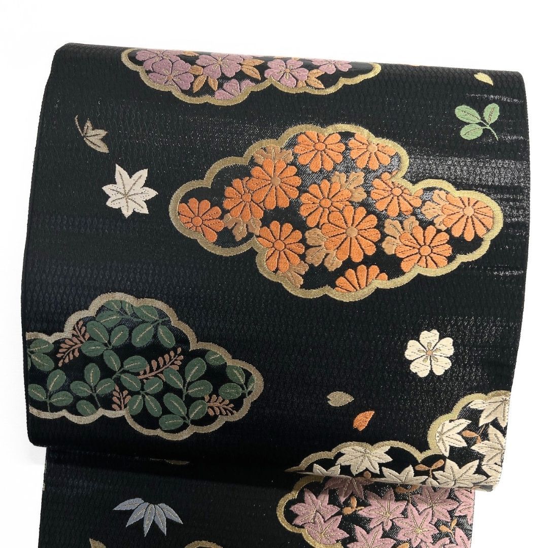 袋帯 花井幸子 唐織 雲 楓 萩 菊花 桜花 金糸 着物 115 p ms