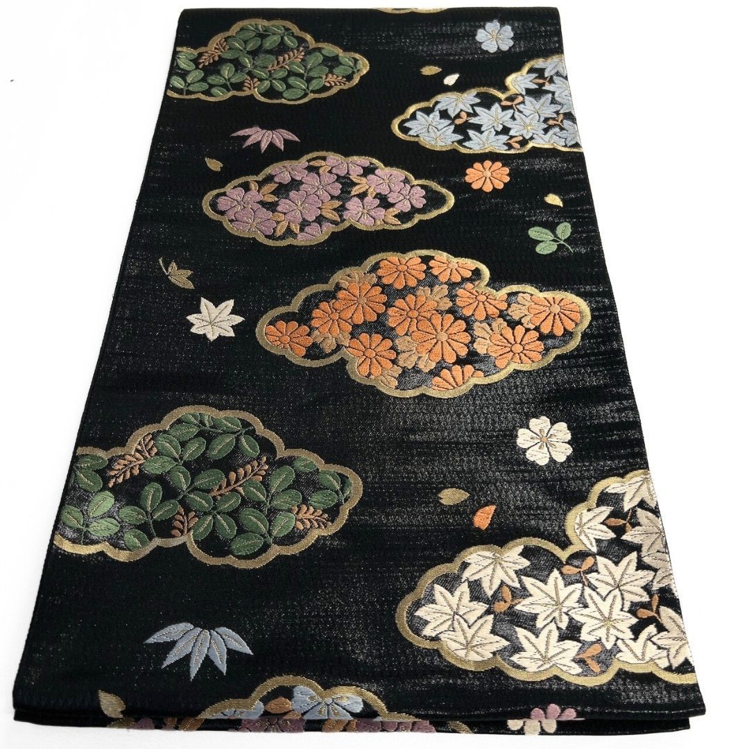 袋帯 花井幸子 唐織 雲 楓 萩 菊花 桜花 金糸 着物 115 p ms