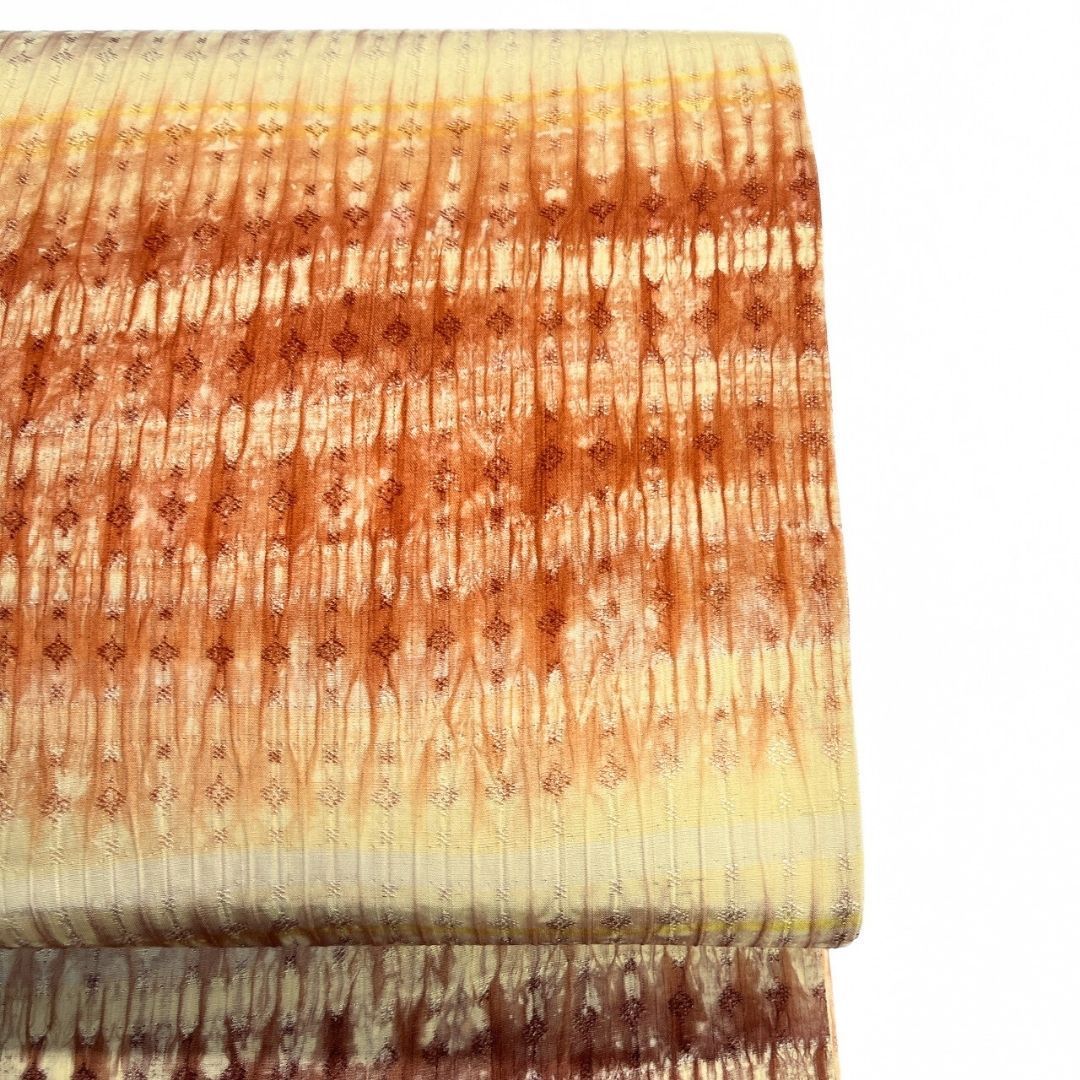 未着用 袋帯 洒落帯 全通 板締め 花織 横縞 縦縞 着物 115 p ms - メルカリ