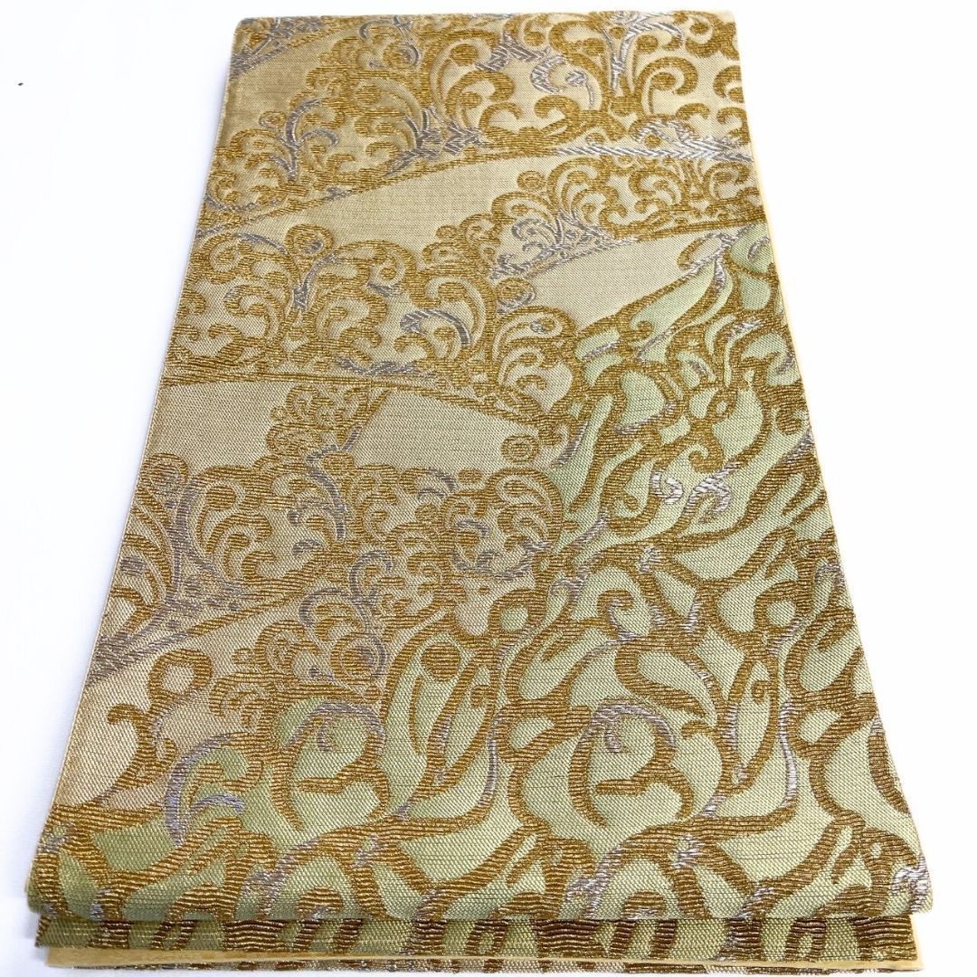 未着用 袋帯 金華山織り 輪奈ビロード 抽象模様 金糸 着物 115 p ms