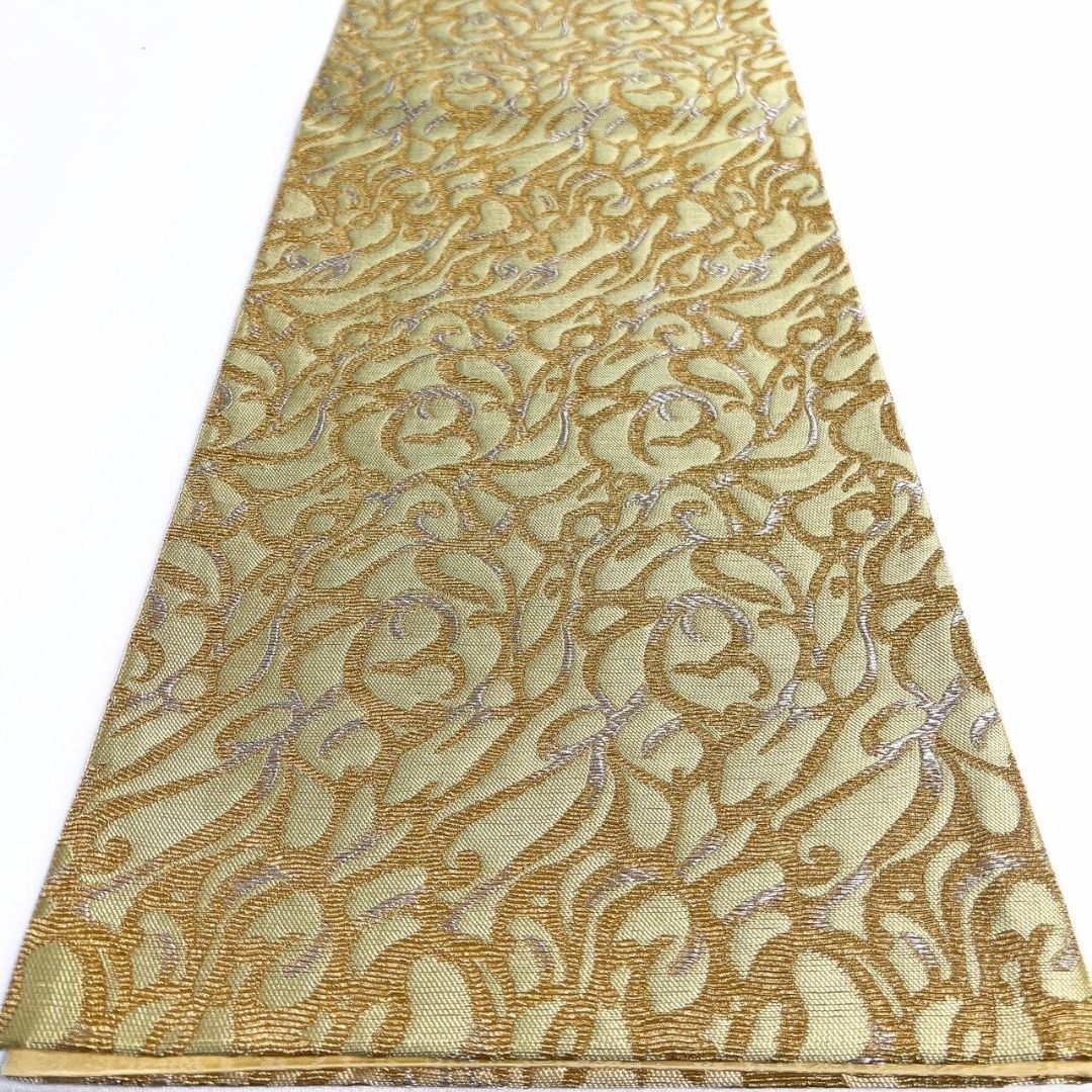 未着用 袋帯 金華山織り 輪奈ビロード 抽象模様 金糸 着物 115 p ms