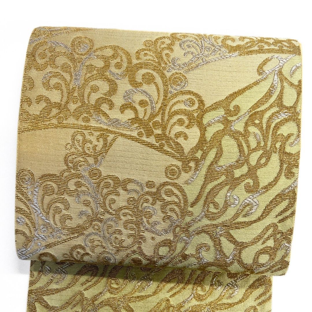 未着用 袋帯 金華山織り 輪奈ビロード 抽象模様 金糸 着物 115 p ms