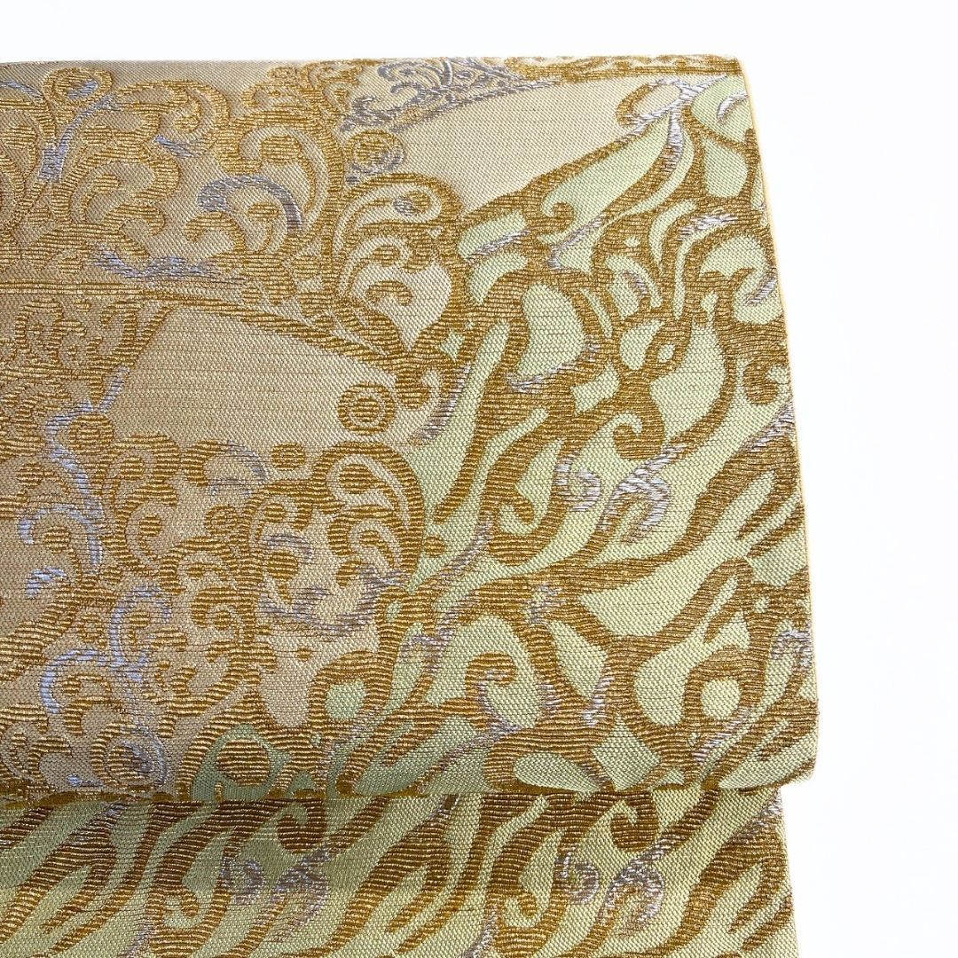 未着用 袋帯 金華山織り 輪奈ビロード 抽象模様 金糸 着物 115 p ms