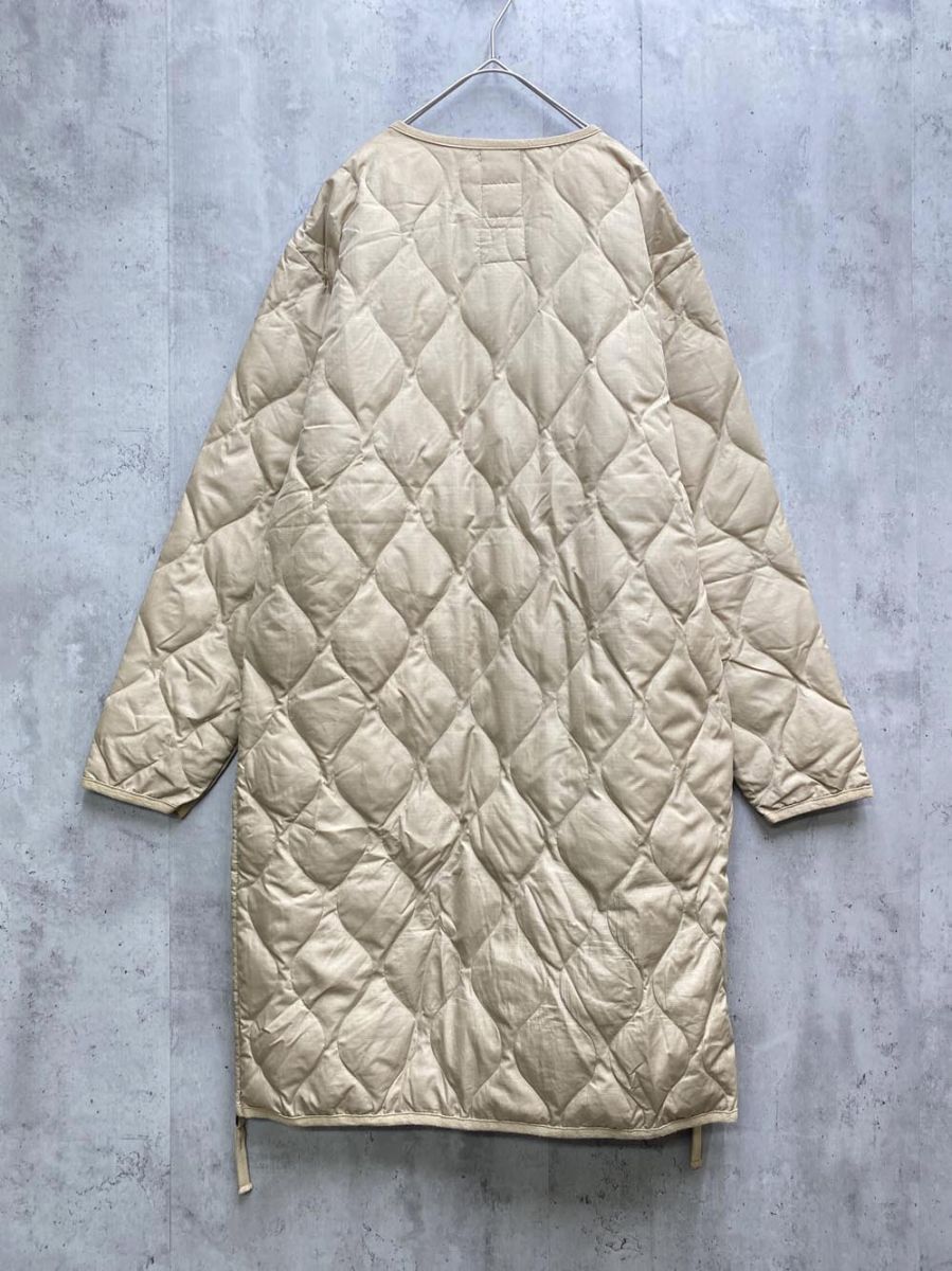 TAION タイオン ノーカラーパイピングキルティングダウン ロング