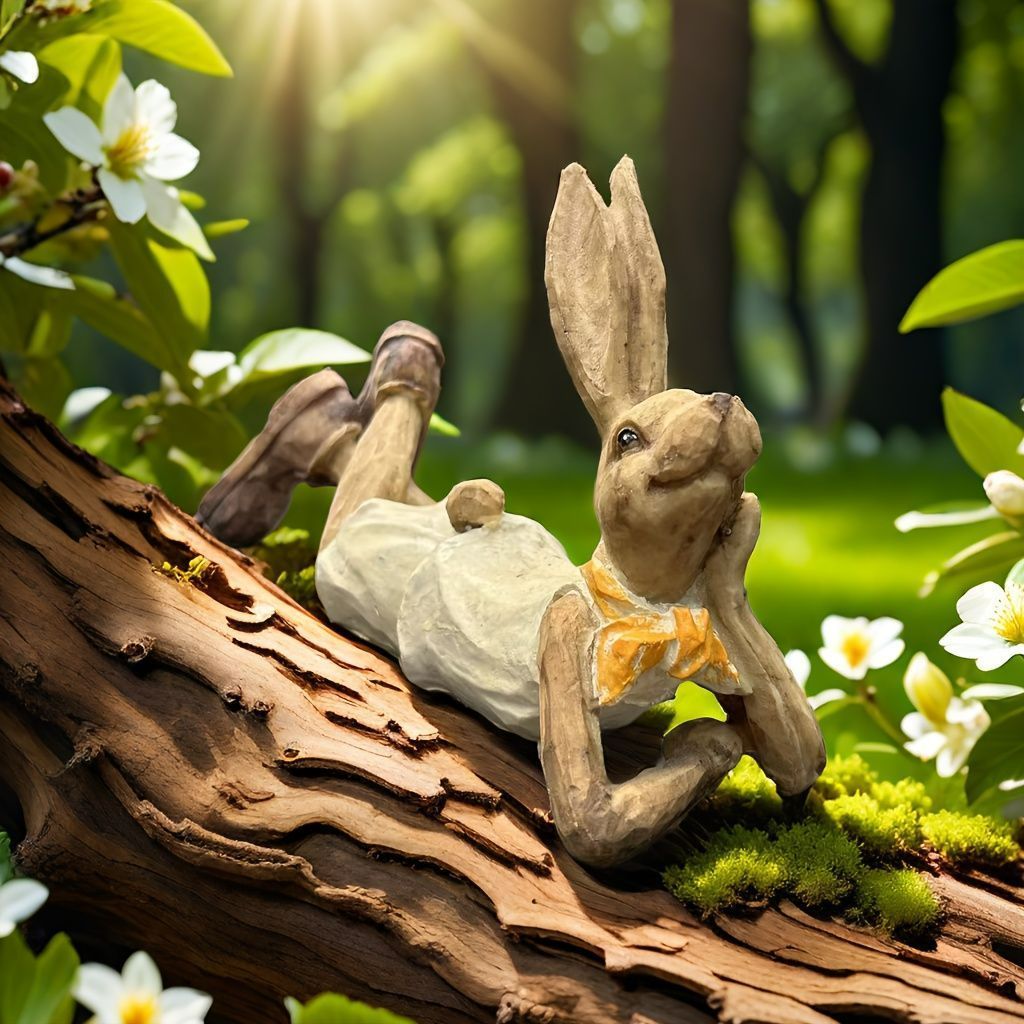 置物 オブジェ ガーデンオーナメント 座っているウサギ 横たわっているうさぎ 室内 屋外 インテリア ミニチュア 玄関 リビング ダイニング 装飾 庭 ガーデニング ガーデン 樹脂 ギフト