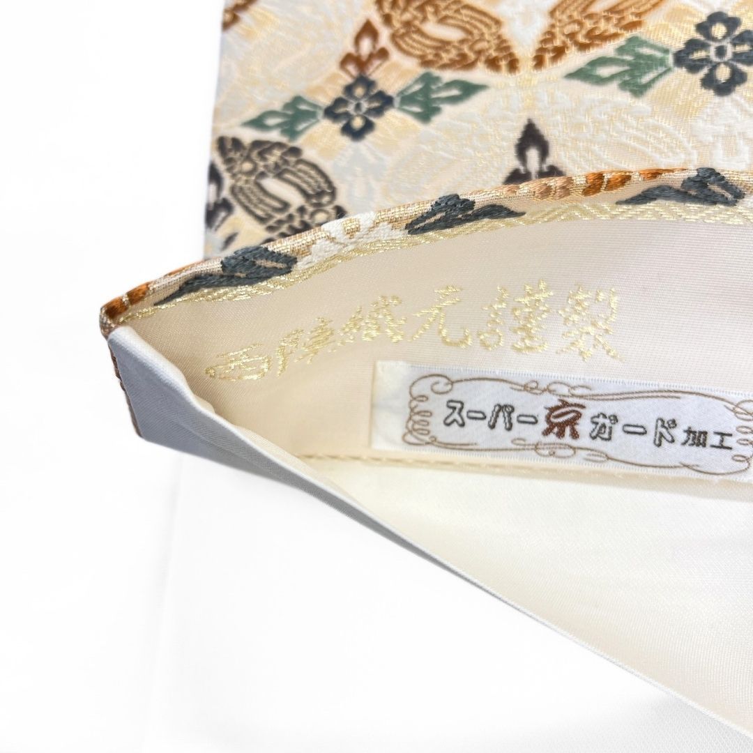 袋帯 未着用 倭繭 有職唐織 七宝 花菱 花模様 金糸 着物 115 p ms