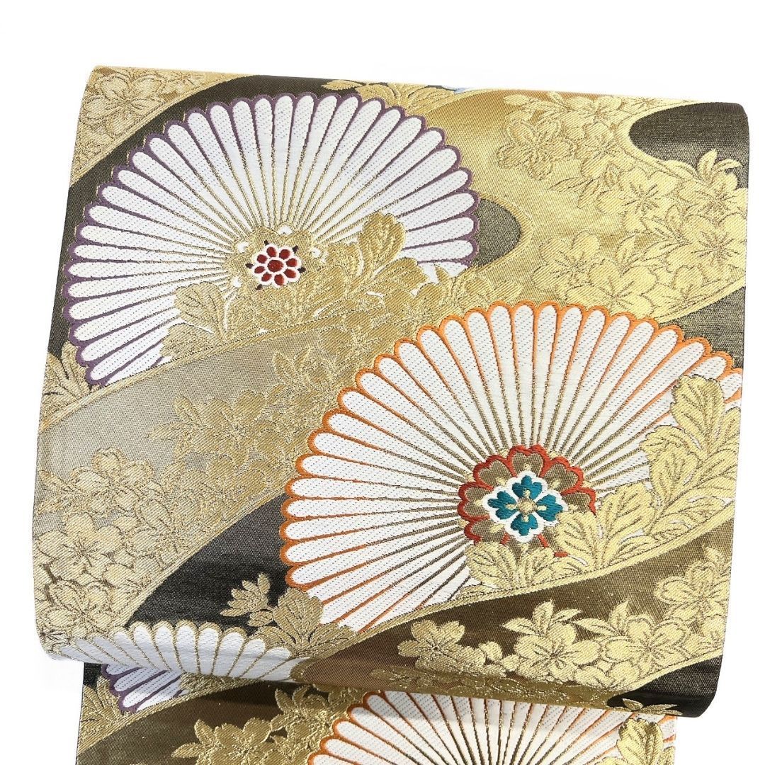 袋帯 振袖帯 流線 菊花 花菱 金糸 着物 115 p ms - メルカリ