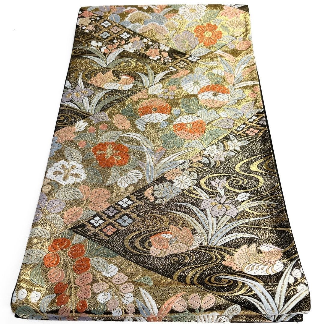 未着用 袋帯 唐織 菖蒲 菊花 鴛鴦 観世水 金糸 着物 115 p ms - メルカリ