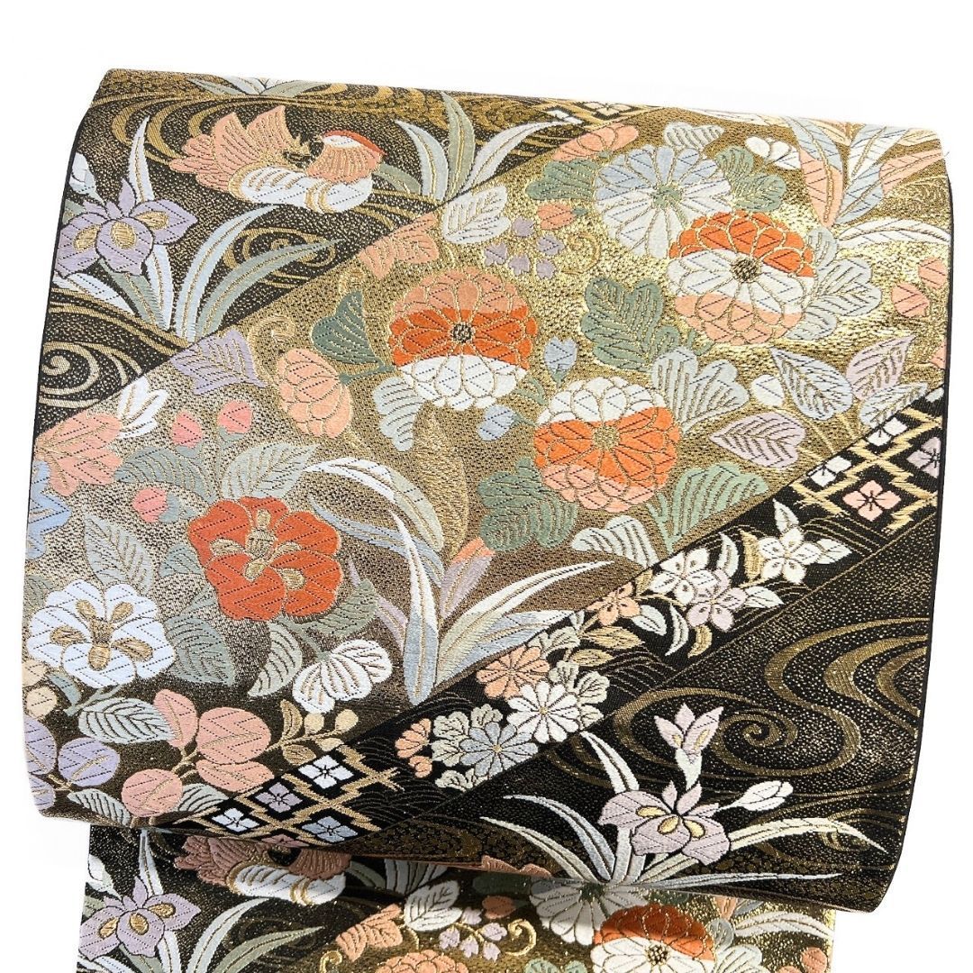 未着用 袋帯 唐織 菖蒲 菊花 鴛鴦 観世水 金糸 着物 115 p ms - メルカリ