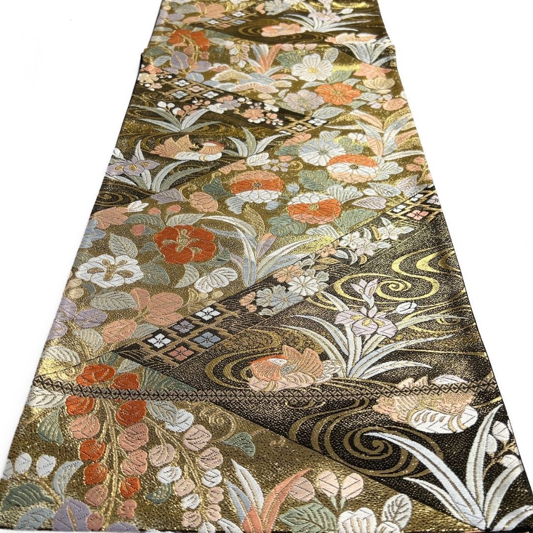 未着用 袋帯 唐織 菖蒲 菊花 鴛鴦 観世水 金糸 着物 115 p ms - メルカリ