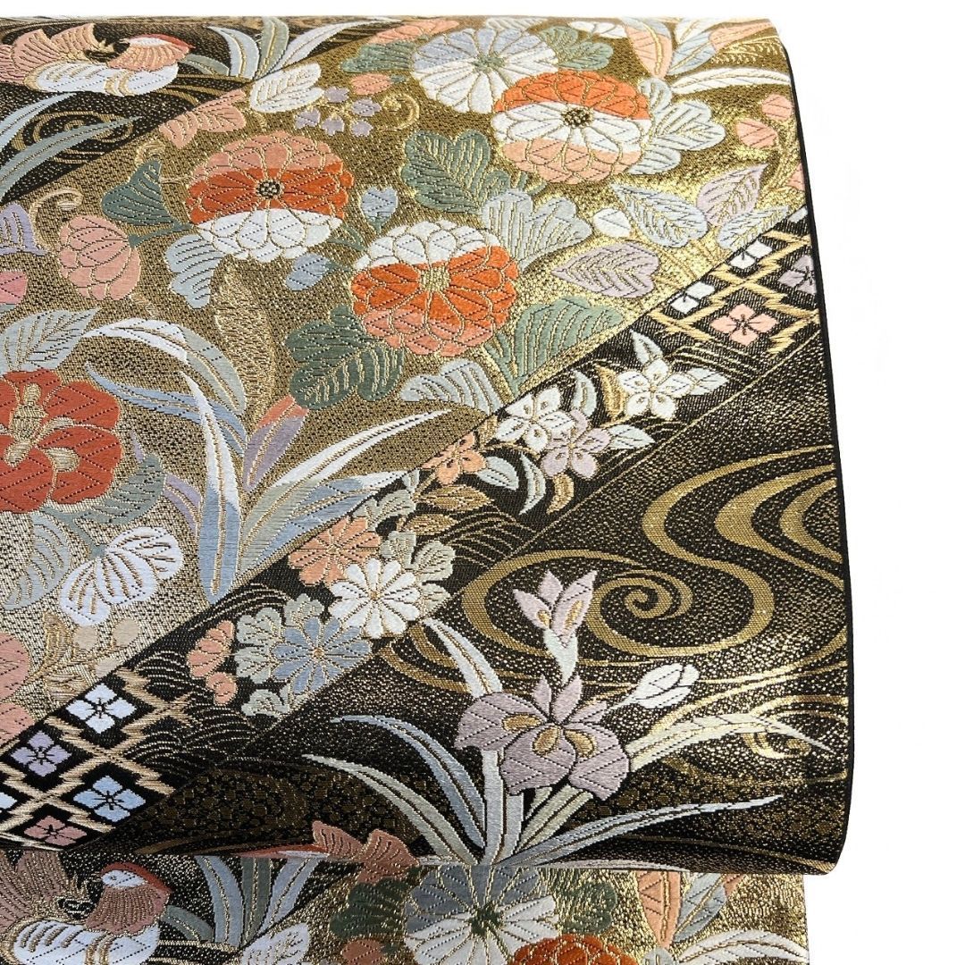 未着用 袋帯 唐織 菖蒲 菊花 鴛鴦 観世水 金糸 着物 115 p ms - メルカリ
