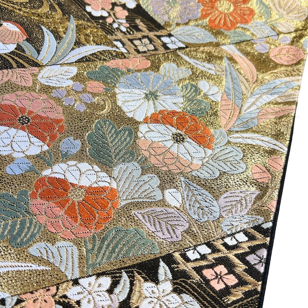 未着用 袋帯 唐織 菖蒲 菊花 鴛鴦 観世水 金糸 着物 115 p ms - メルカリ