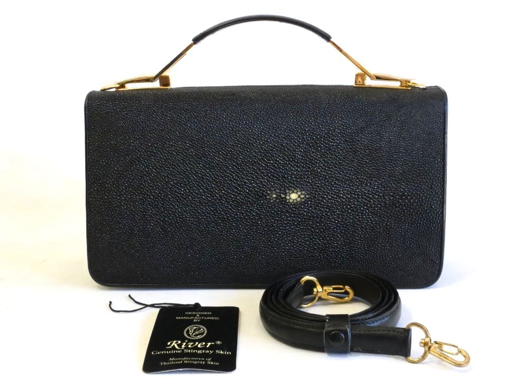 227879】超希少/デッドストック/エイ革/本革/リアルレザー/ブラック