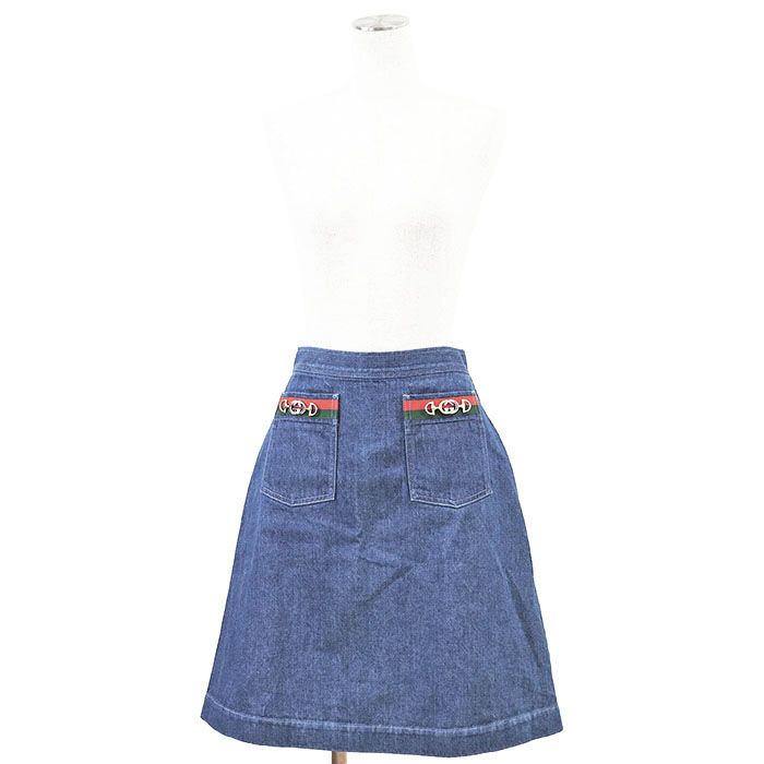 GUCCI グッチ デニムスカート GUCCI グッチ スカート デニム GG ロゴ インターロッキング ホース