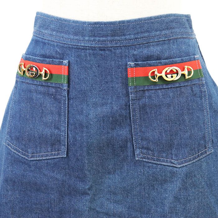 GUCCI グッチ デニムスカート GUCCI グッチ スカート デニム GG ロゴ インターロッキング ホース