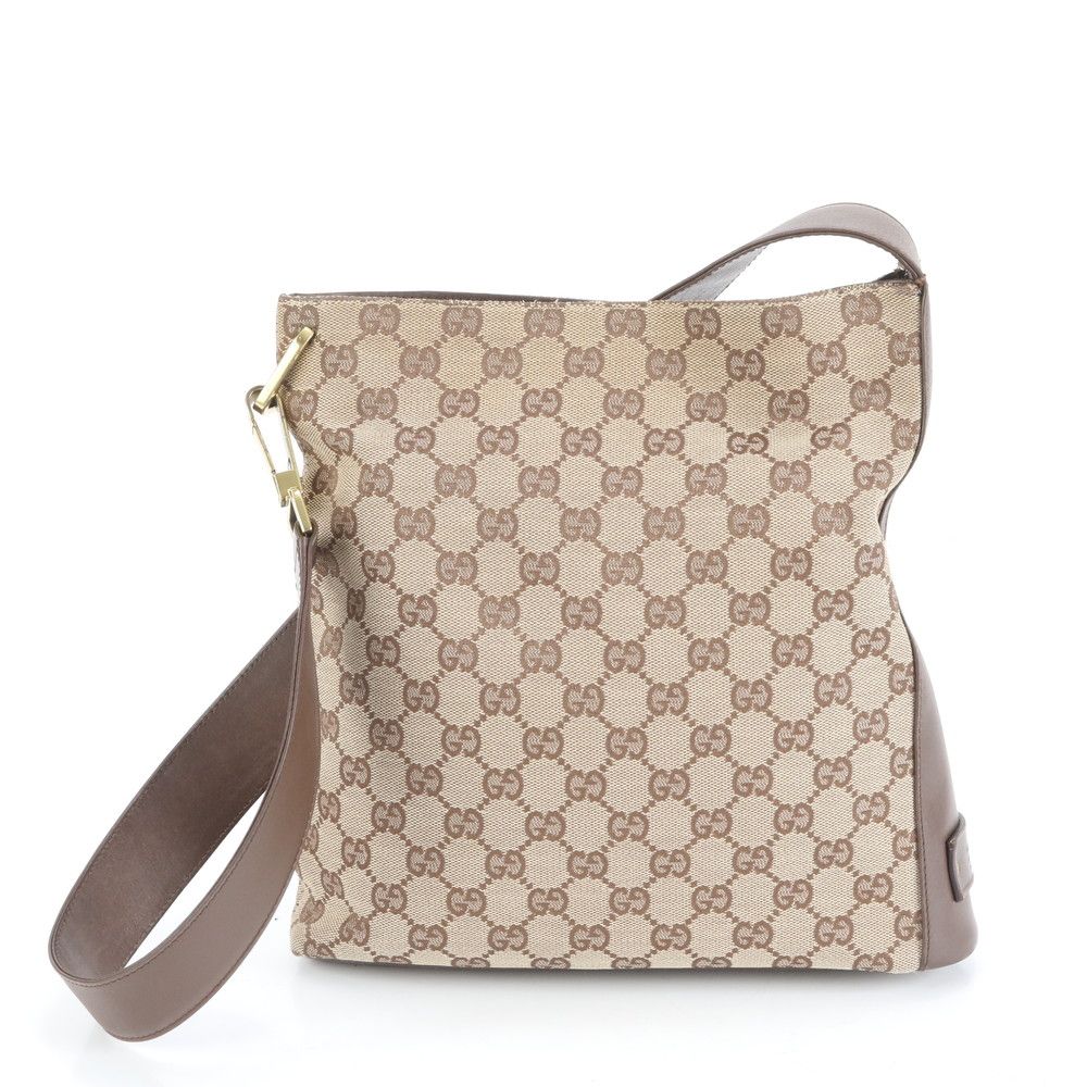 極美品 グッチ GG キャンバス レザー ショルダーバッグ 斜め掛け