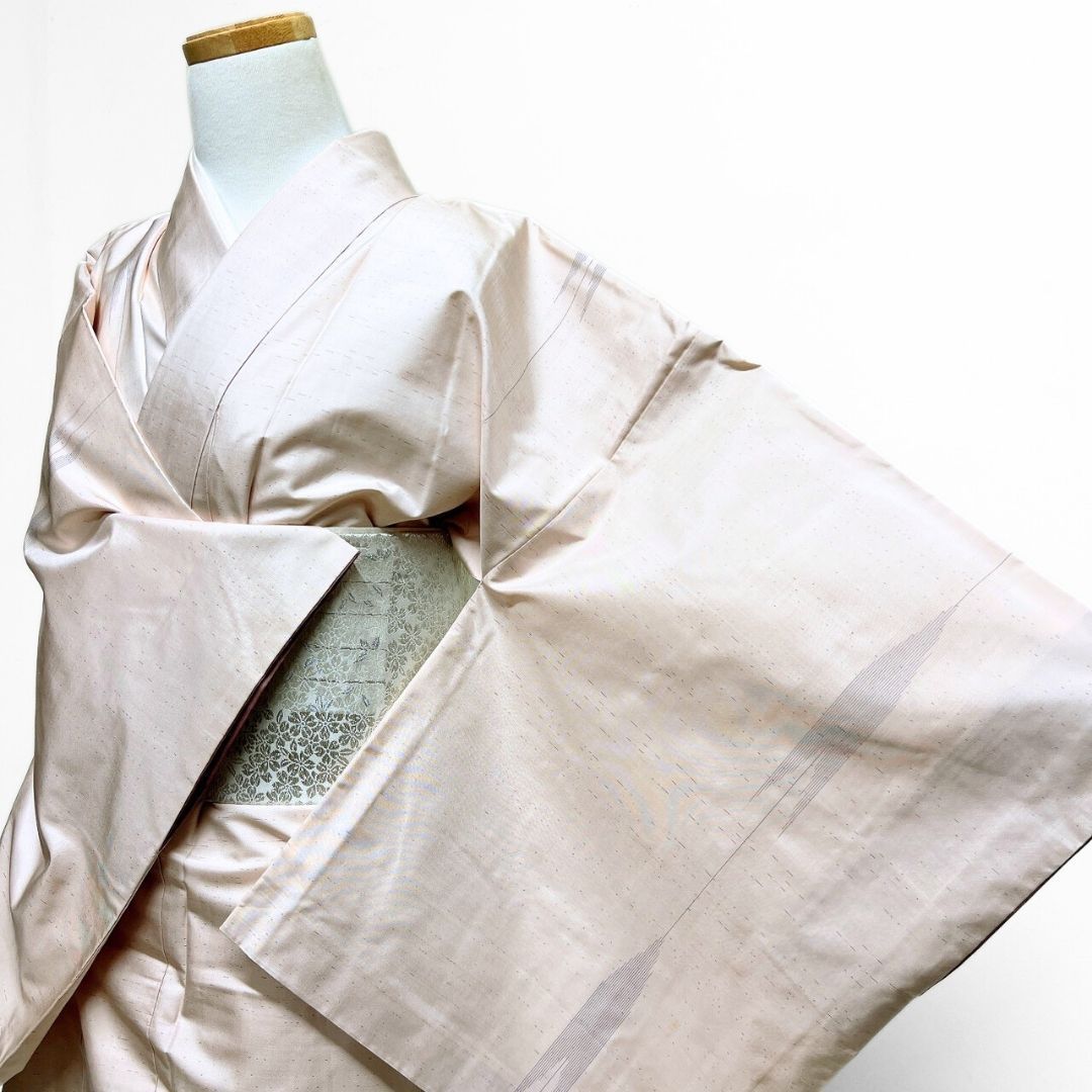 小紋 大島紬 矢羽 縦縞模様 着物 114 b p ms