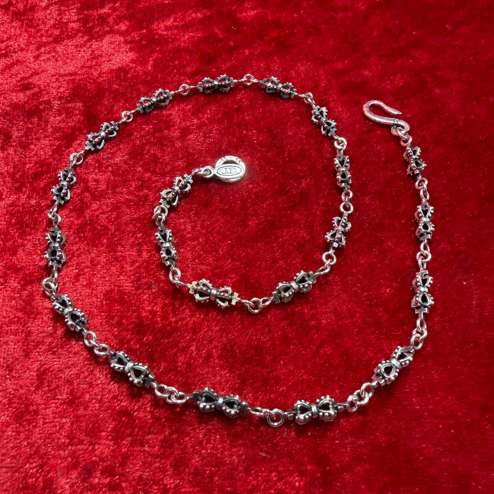 美品 ダブルクラウン ネックレス 44.5cmx16.5g ジャスティンデイビス