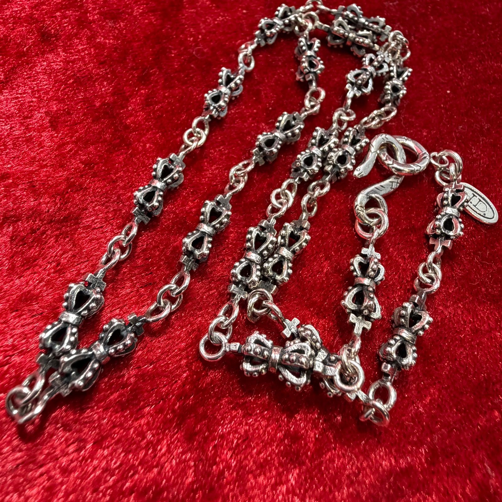 美品 ダブルクラウン ネックレス 44.5cmx16.5g ジャスティンデイビス