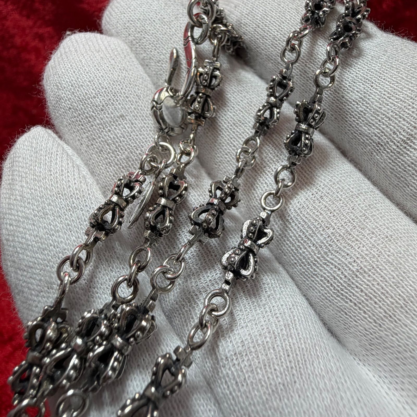 美品 ダブルクラウン ネックレス 44.5cmx16.5g ジャスティンデイビス