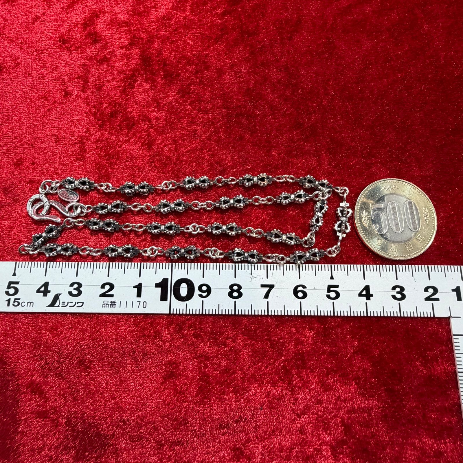 美品 ダブルクラウン ネックレス 44.5cmx16.5g ジャスティンデイビス