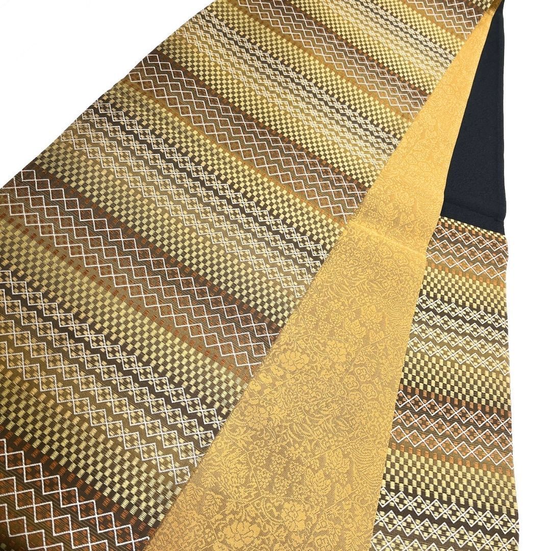 袋帯 横縞 菱模様 市松模様 着物 114b p ms - メルカリ