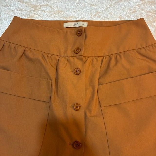 プラダ PRADA ブラウン ボタン＆ポケット ショート丈スカート サイズ