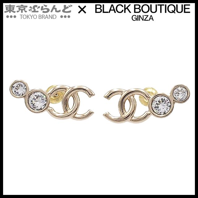 シャネル CHANEL スタッド ピアス ゴールド メタル ラインストーン