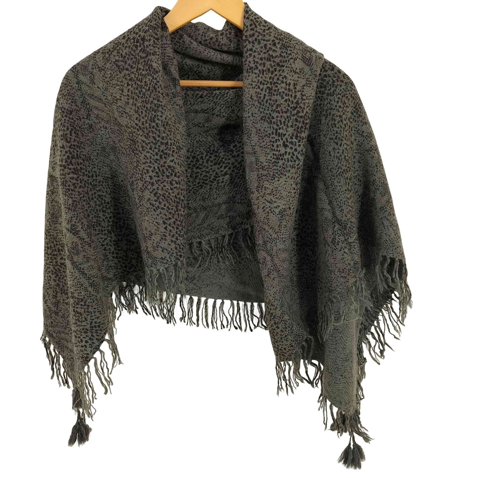 ユーズドフルギ 古着 douce gloire 総柄 ウール フリンジ ストール メンズ 表記無