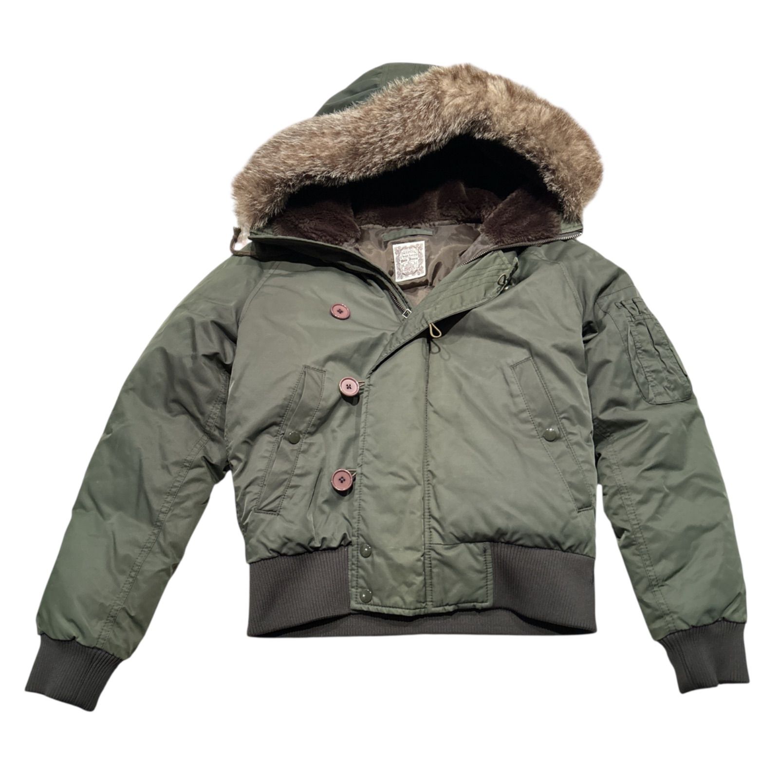 POLO JEANS ラルフローレン ミリタリー ボア ジャケットN-2 B レディース Mサイズ 中綿 ダウンジャケットオリーブ