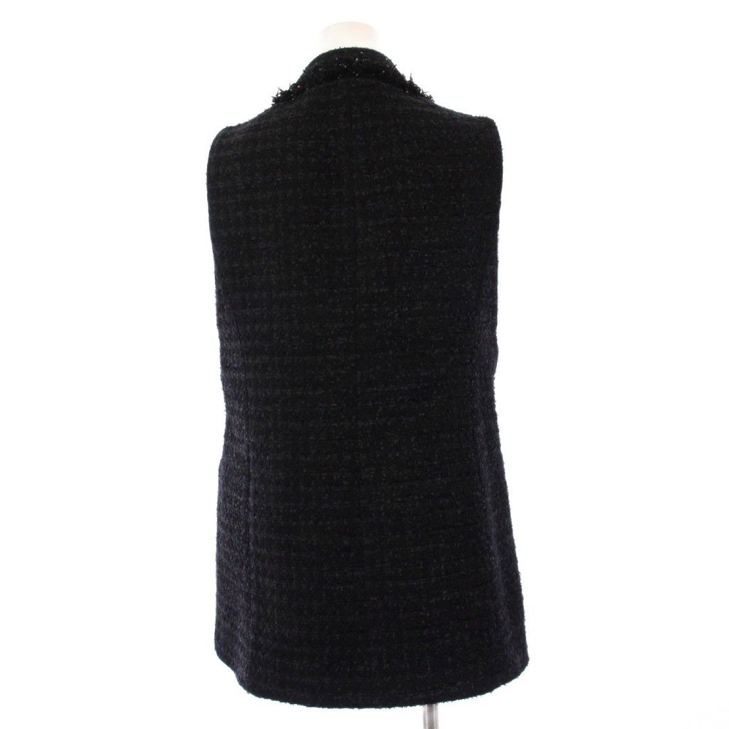 アナイ ANAYI 22AW ツイードベスト ダブルブレスト 34 黒 10222710300 /KH