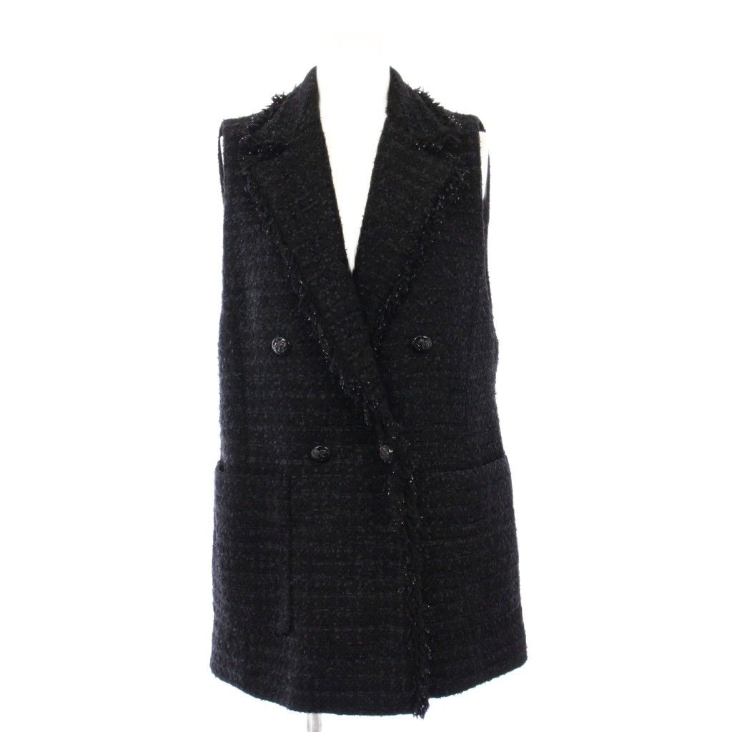 【中古】アナイ ANAYI 22AW ツイードベスト ダブルブレスト 34 黒 10222710300 /KH レディース アナイ ANAYI 22AW ツイードベスト ダブルブレスト 34 黒 10222710300 /KH