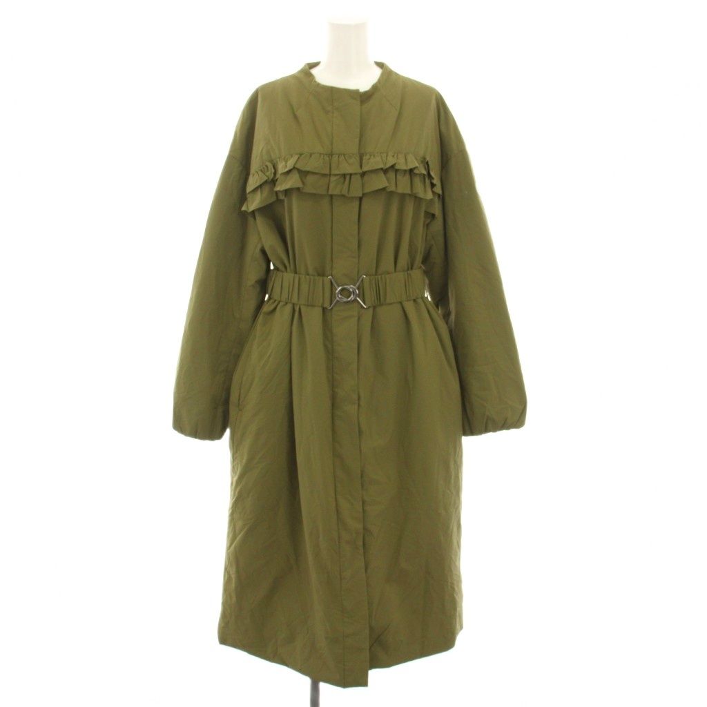 ボーダーズアットバルコニー BORDERS at BALCONY フリルコート FRILL COAT ノー コート 中綿コート アウター ベルト 38 カーキ BD 2121 3 A 14 YT