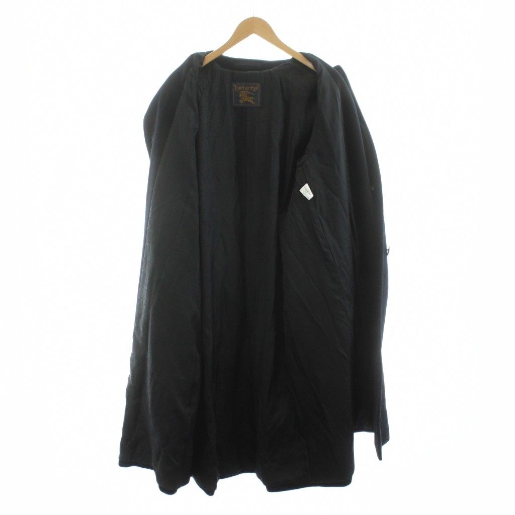 バーバリー　アンゴラ100% ステンカラー　ロングコート　裏地総柄　黒　M相当 バーバリーズ Burberrys ヴィンテージ ステンカラーコート ロング 裏地
