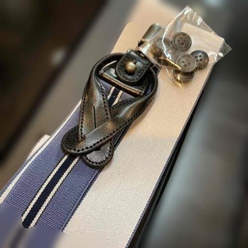 オルゲイユ OR-7331 suspenders サスペンダー ブルー ブラック レザー