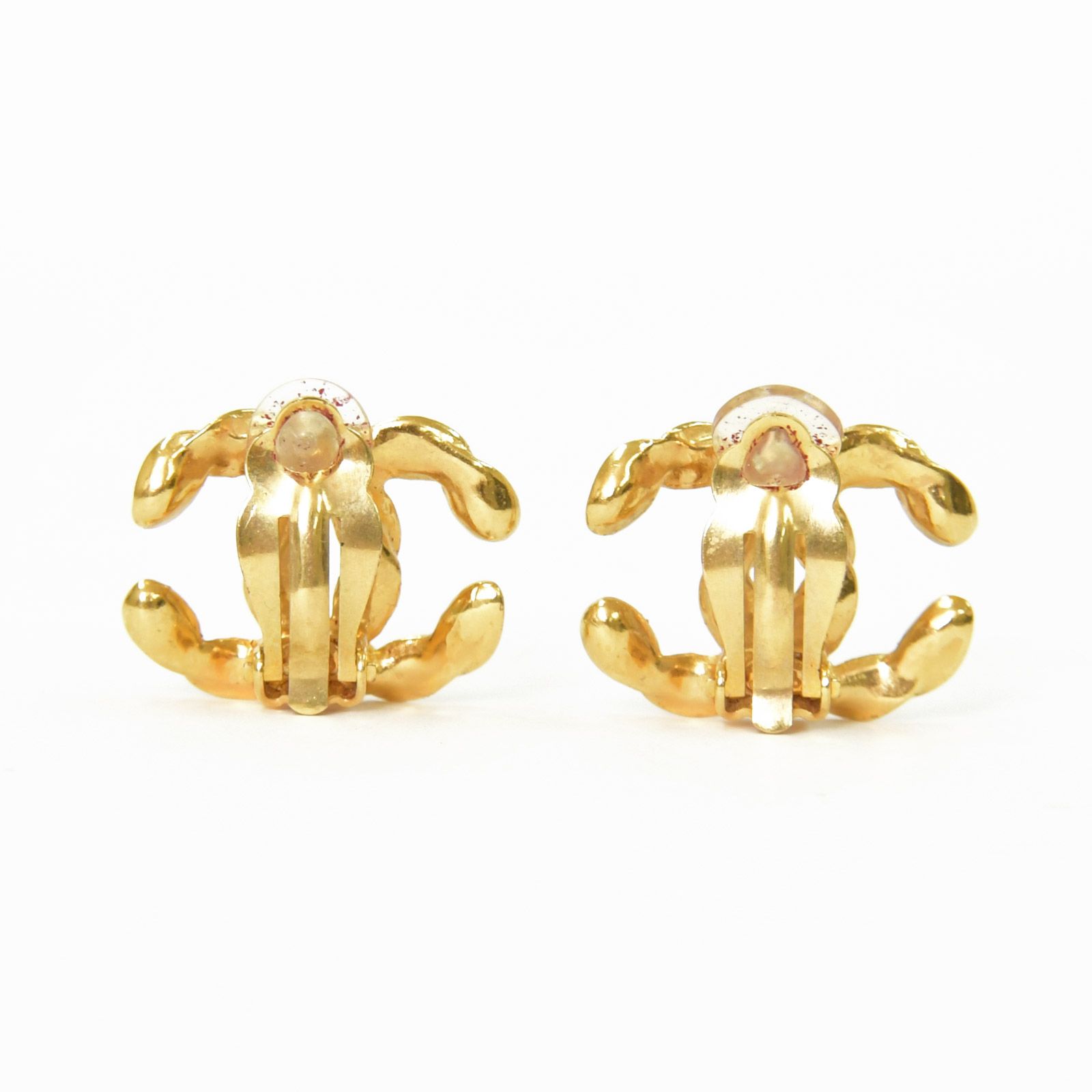 極美品 CHANEL シャネル イヤリング ココマーク チェーン柄 両耳 02P