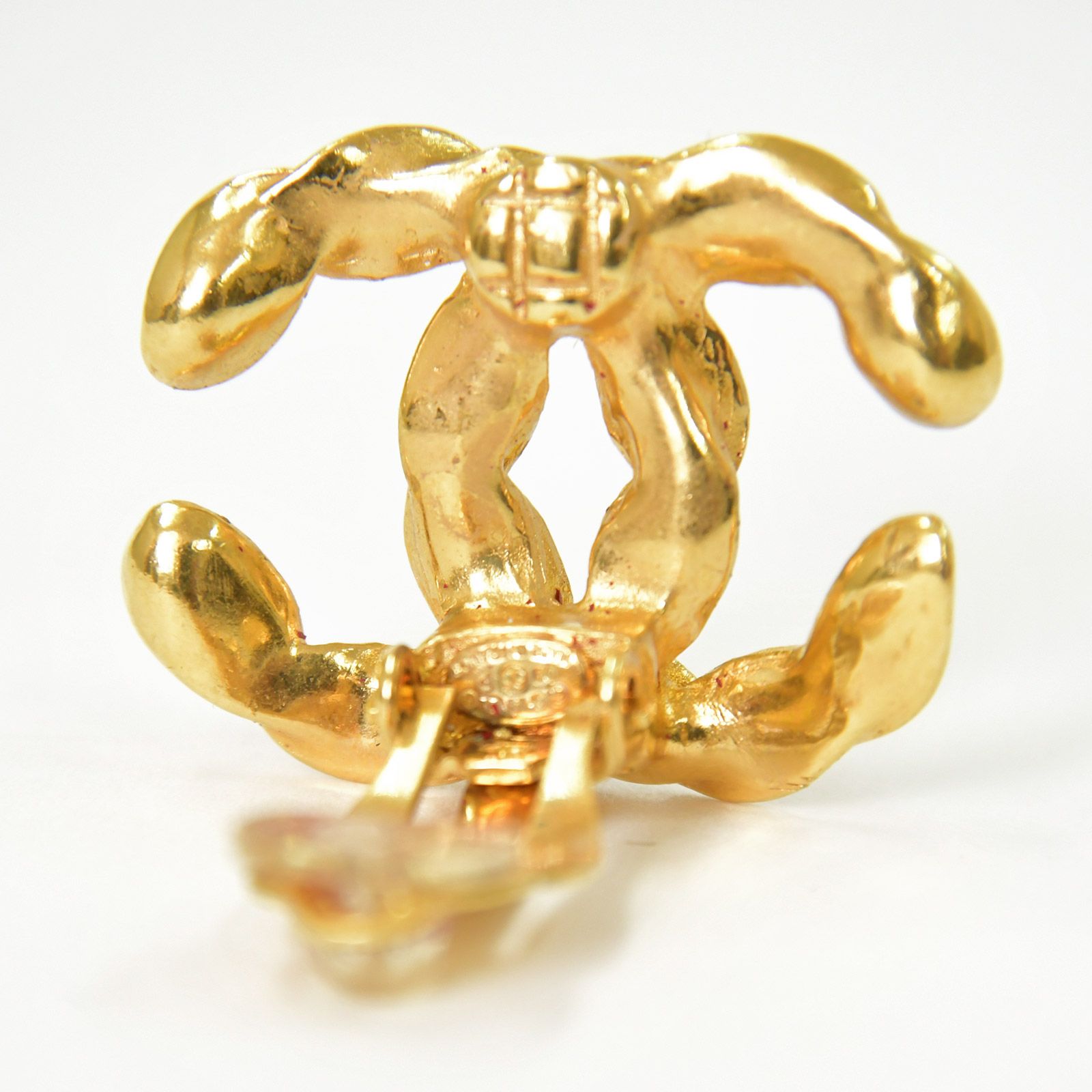 極美品 CHANEL シャネル イヤリング ココマーク チェーン柄 両耳 02P