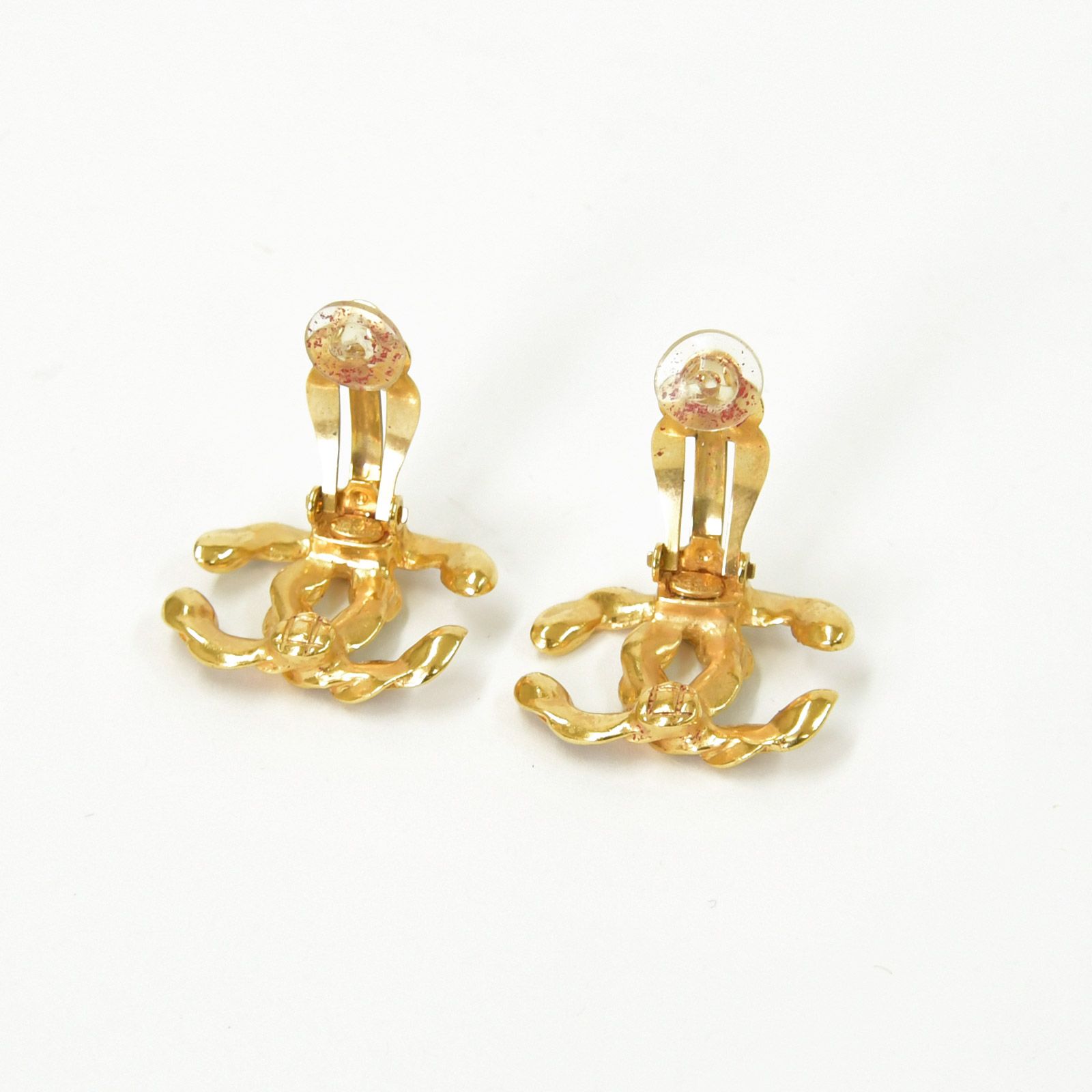 極美品 CHANEL シャネル イヤリング ココマーク チェーン柄 両耳 02P