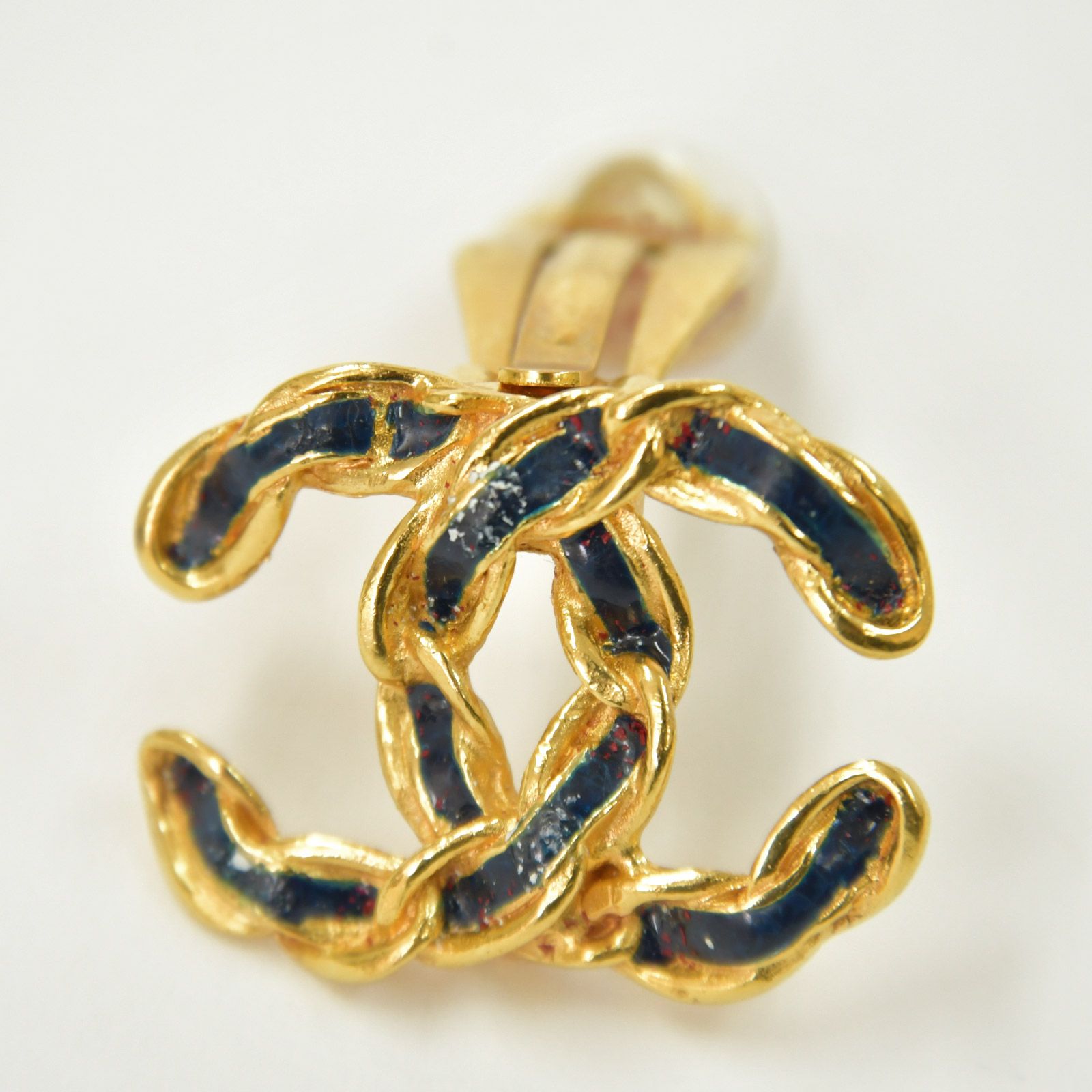 極美品 CHANEL シャネル イヤリング ココマーク チェーン柄 両耳 02P