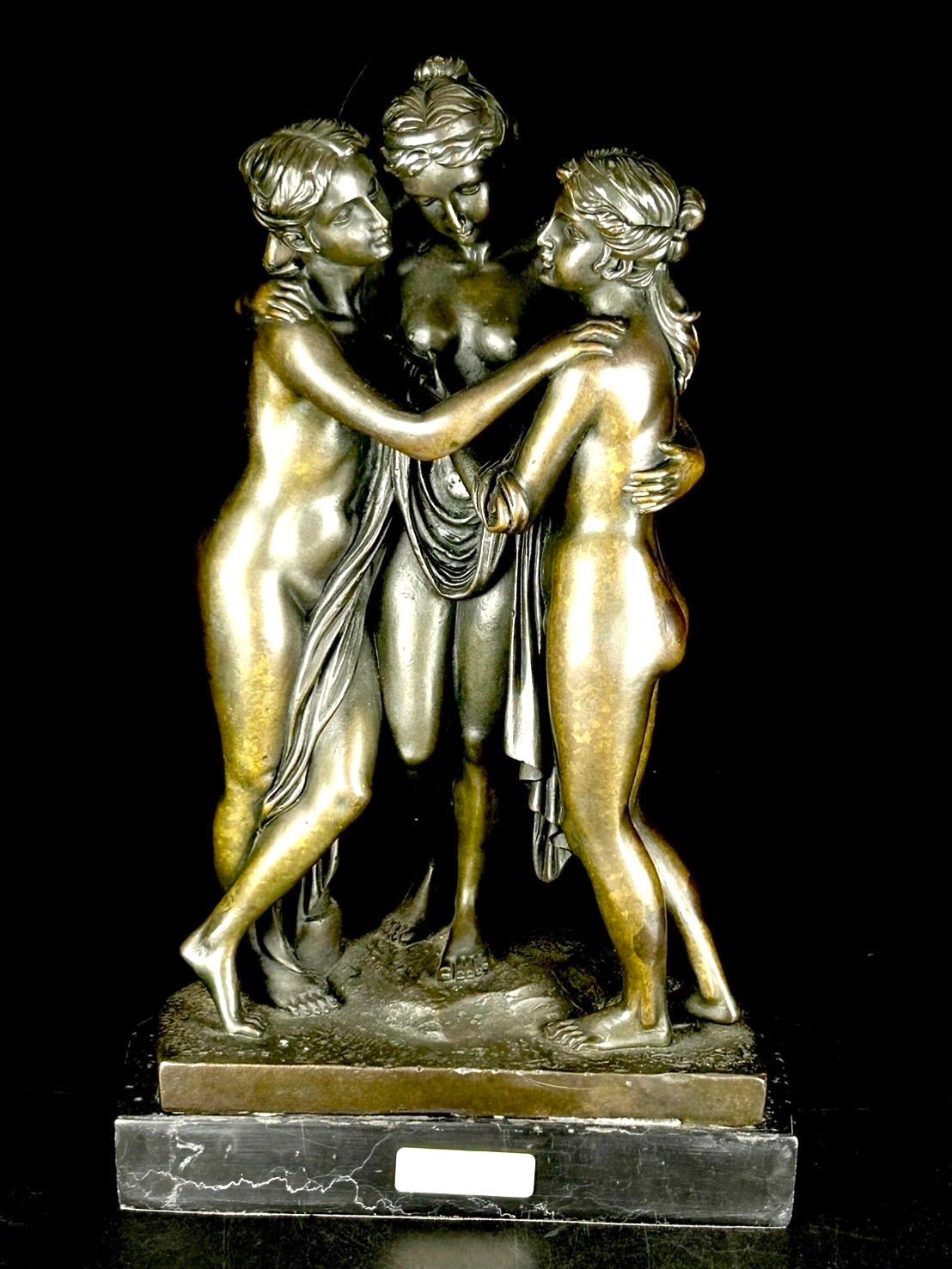 幽玄】西洋美術 アントニオ・カノーヴァ 三美神 ブロンズ像 約5.3kg