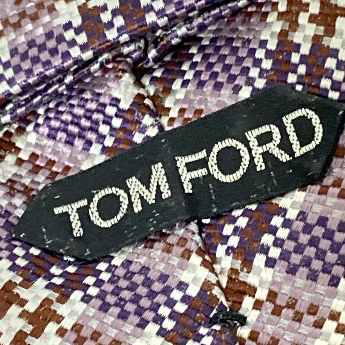 TOM FORD(トムフォード) ネクタイ メンズ - パープル×ブラウン×白
